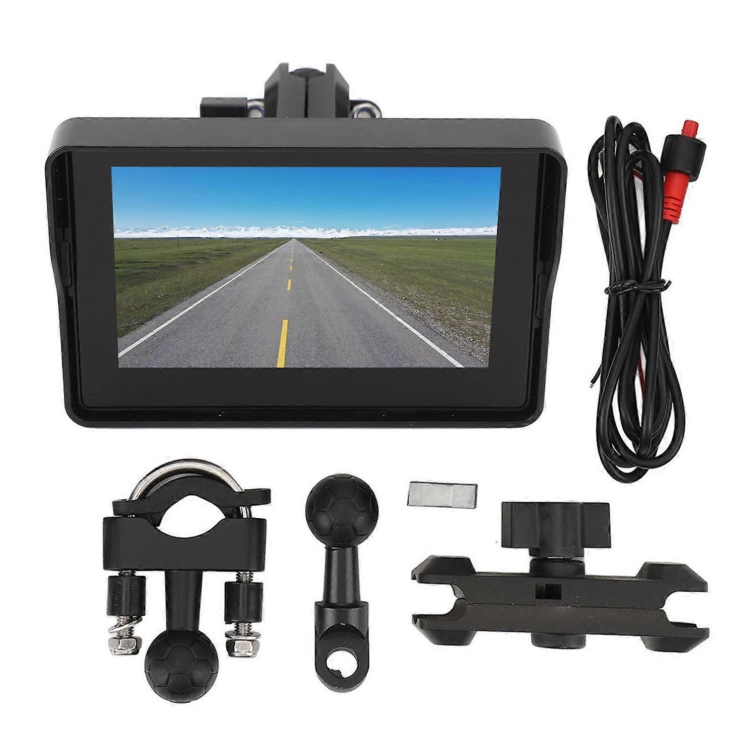 Portable Motorcycle GPS Navigator Dual Bluetooth Water Resistant 5in IPS Touchscreen Motorbike Stere