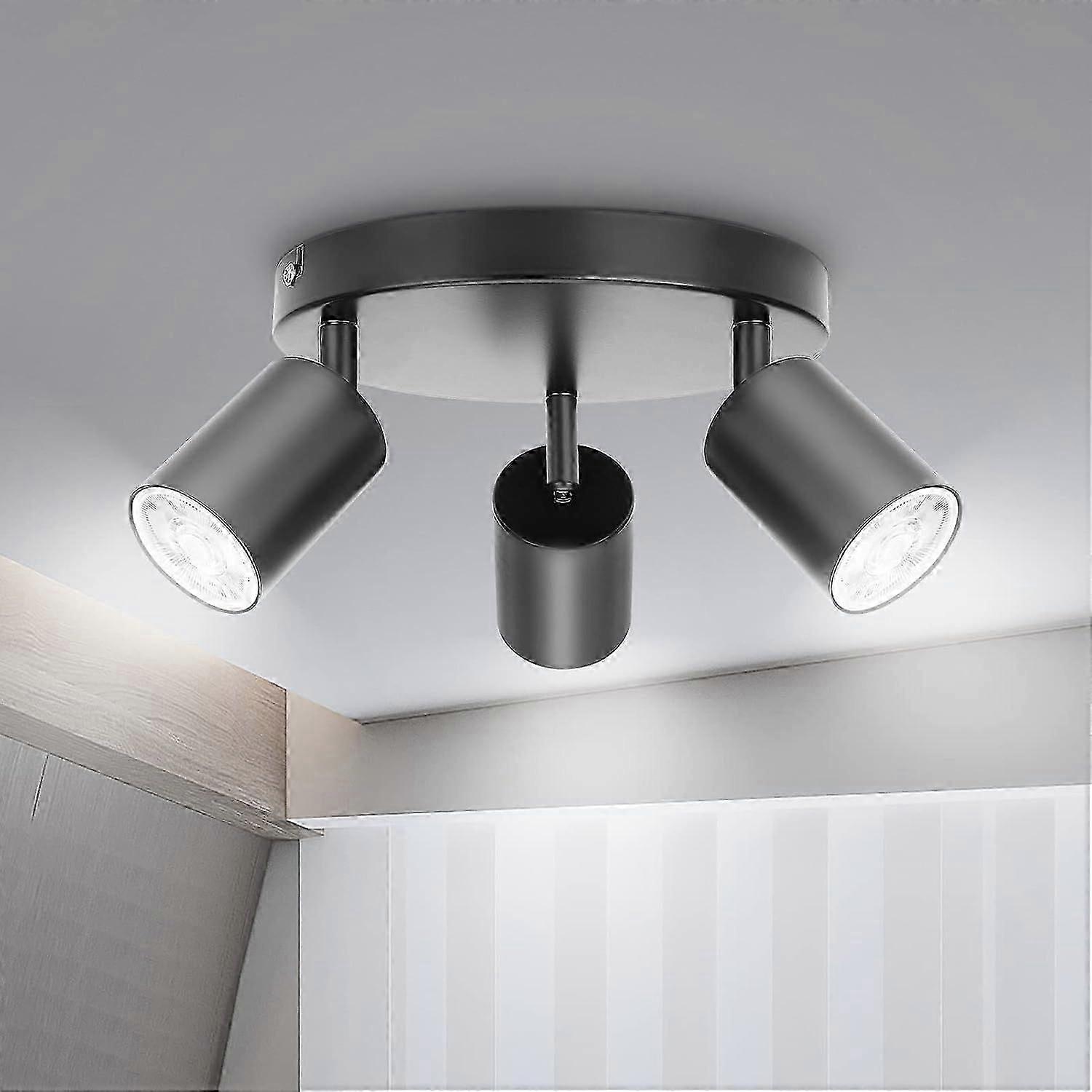 جولة GU10 ضوء السقف ، 3 بقعة السقف ضوء المطبخ السقف الخفيفة قابل للتعديل LED بقعة ضوء السقف تركيبات السقف ضوء بقعة سوداء ل