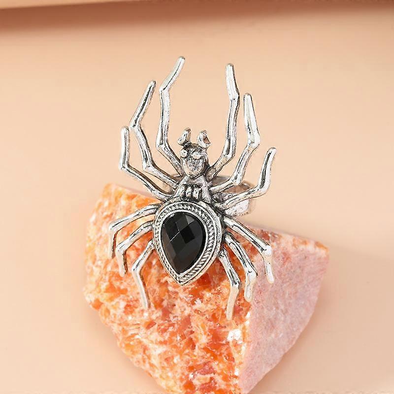 Punk Gothic Style Spider Animal Ring for Women Men Adjustable Open Rings Funny Halloween Party Gift
