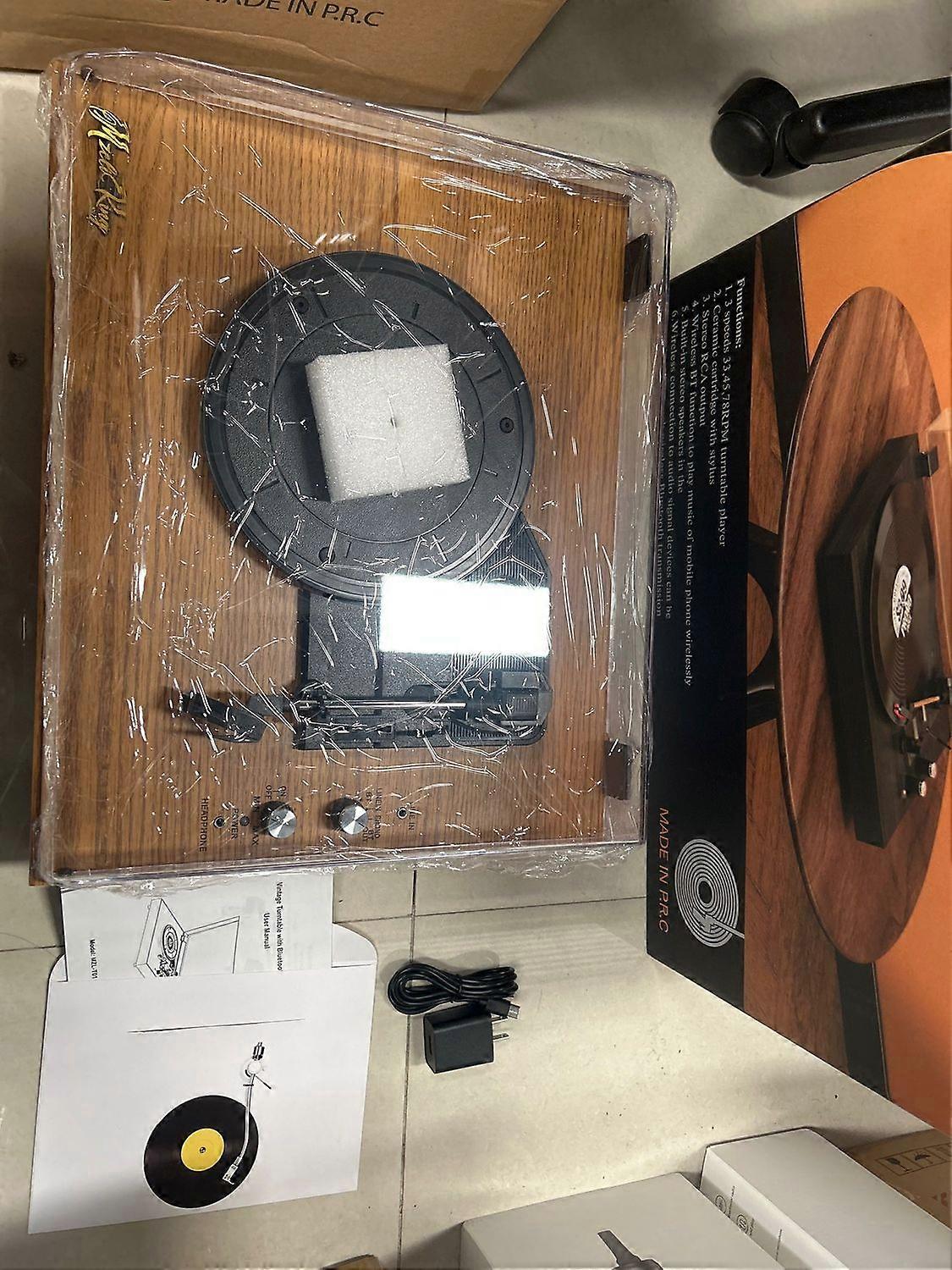 Giradischi in vinile retrò LP giradischi portatile Giradischi vintage Grammofono a 3 velocità BT5.0 Wirel