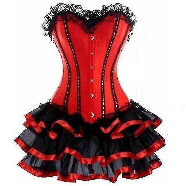 女性セクシーなバーレスクオーバーバストコルセットミニTuTuスカートファンシードレスコスチューム