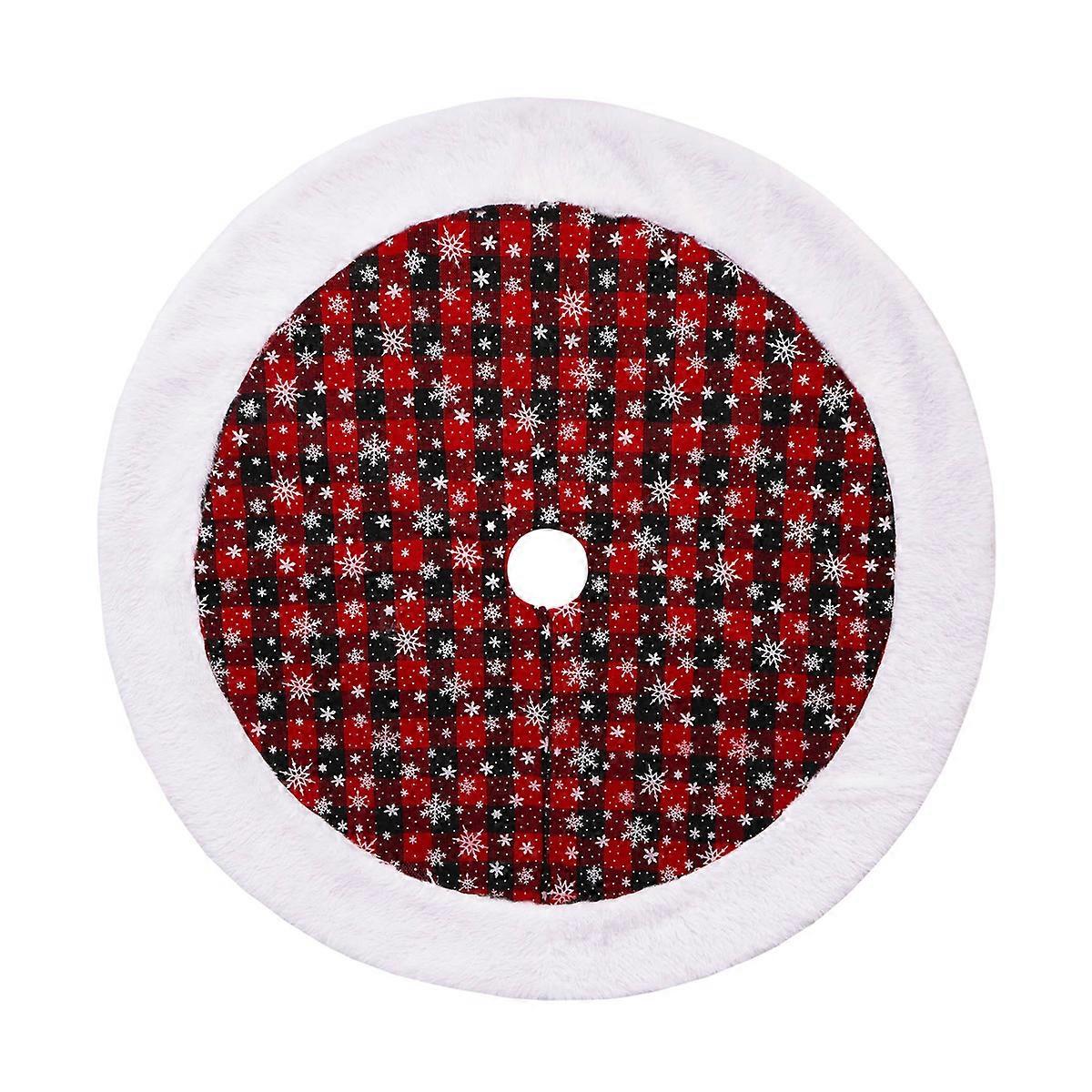 Sparkling Red Sequin Christmas Tree Skirt, Red and Black Buffalo Check Pattern, Festive Feel for Your Christmas Celebrations, Large Size