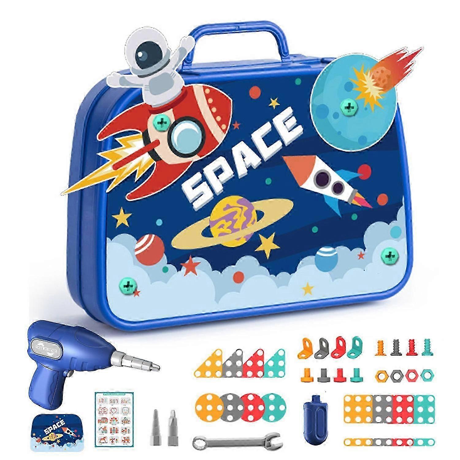 230/450Pcs/Set Kids Toolbox Toy with Electric Drill Simulated Screws Turning Workbench Educational