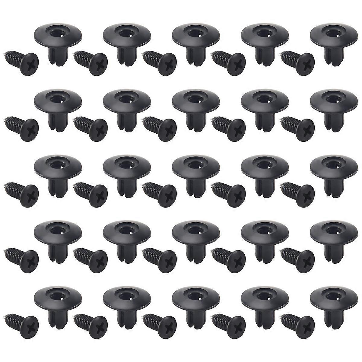 25 Pcs Plastic Push in Bumper Door Rivets Clip 8mm Hole Black
