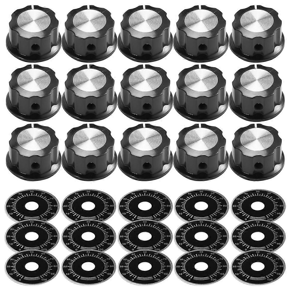 15 Sets of A03 Potentiometer Control Knobs and 0-100 Scale Plates Bakelite Knob Scale Plates Digital Potentiometer Set