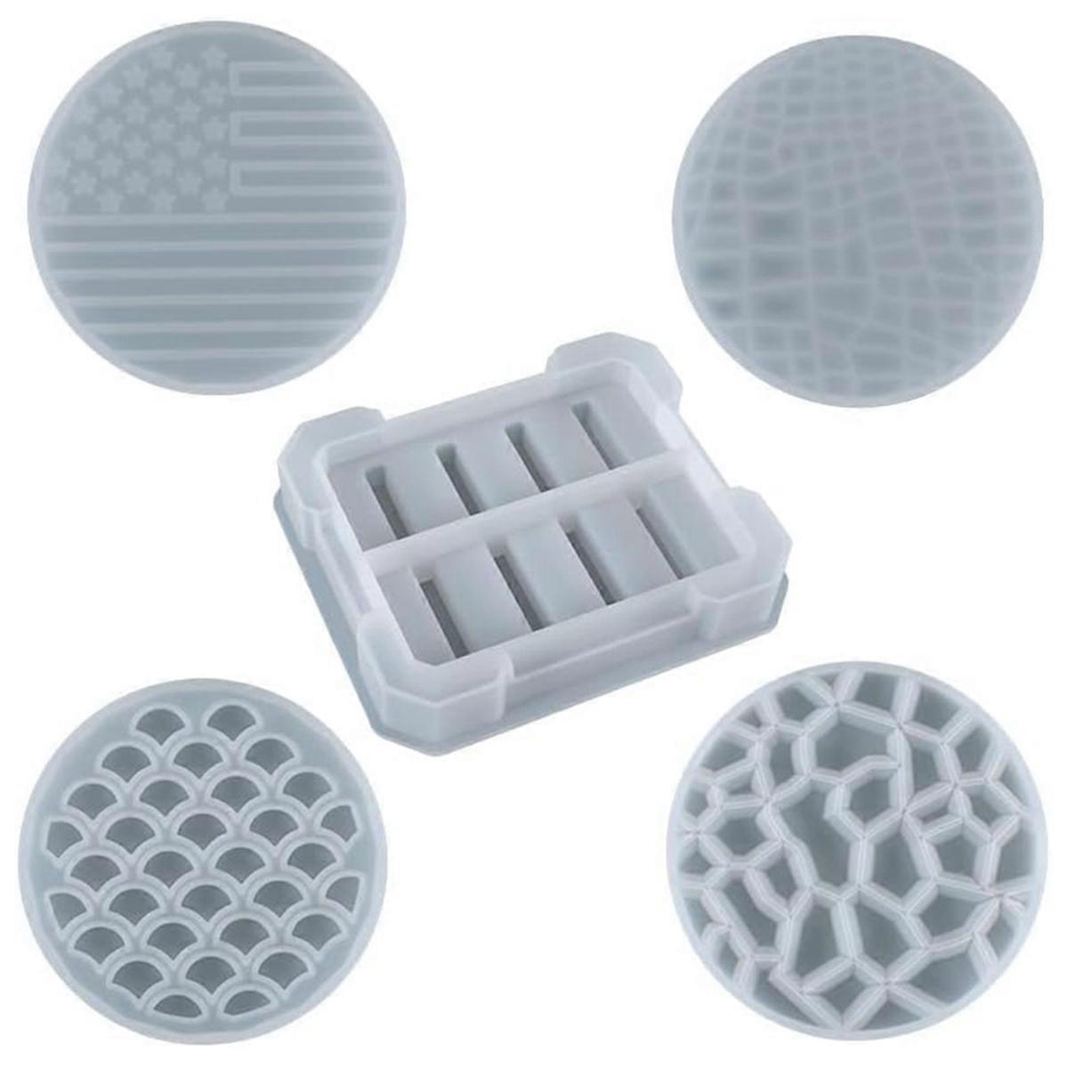 4 Circular Coaster Molds & 1 Square Coaster Holder Epoxy Resin Mold