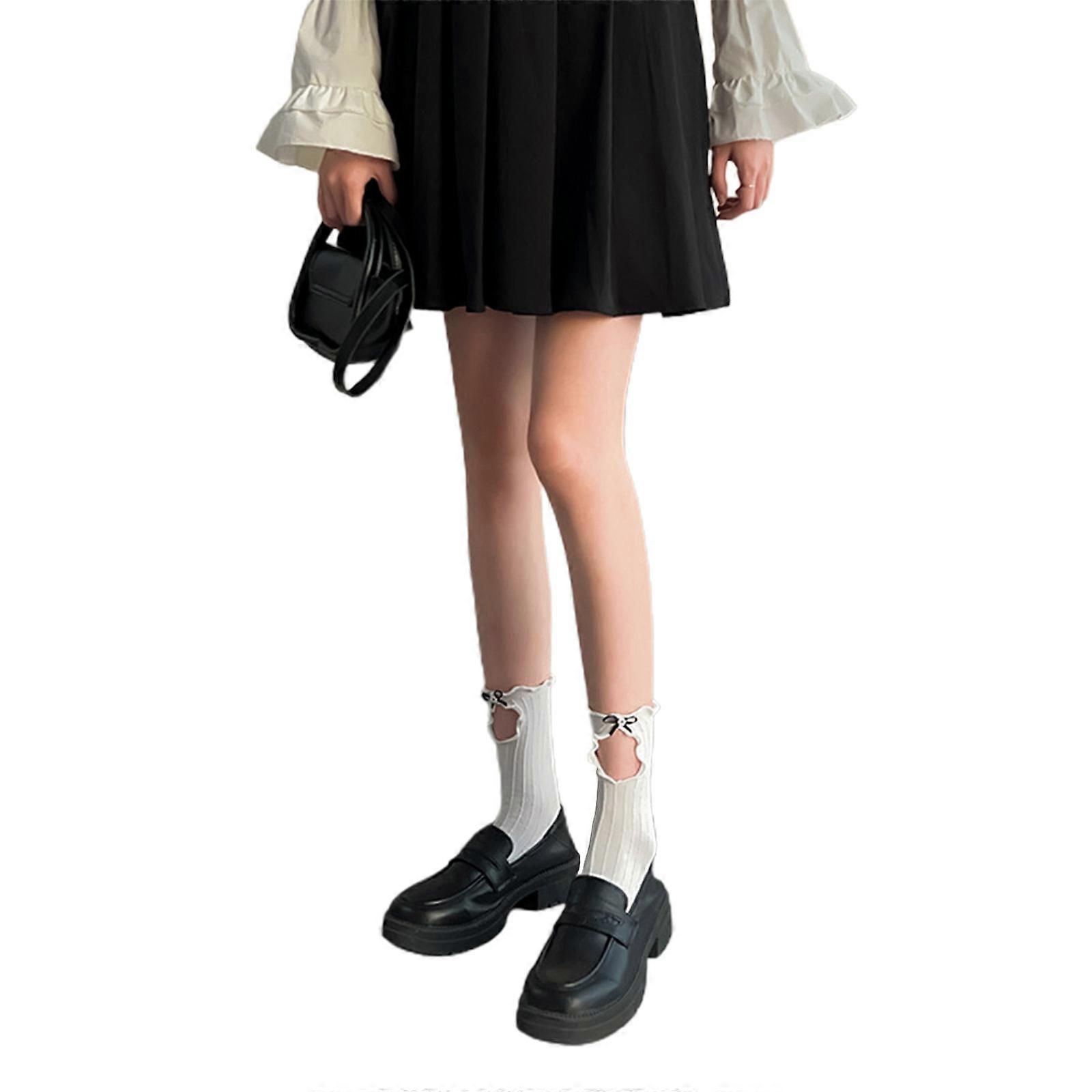 Ballet Spark Sock Casual Foot Wearing Cotton Short Stocking Hollows Solid Color Y2K Short Foot Wear for Women Girl  White One Size