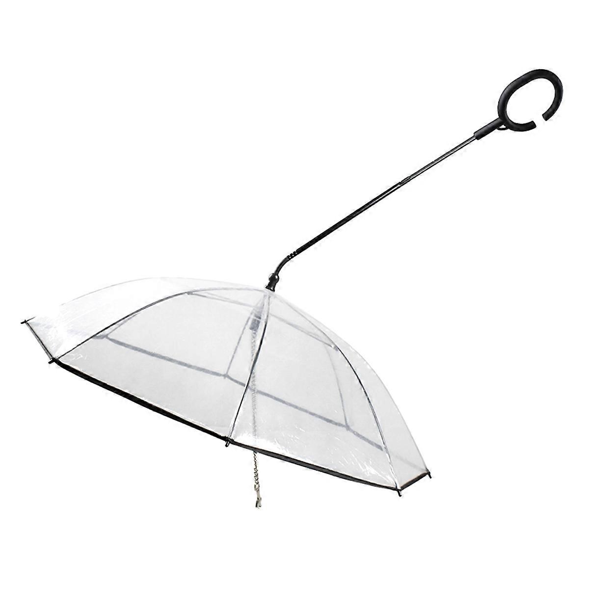 Umbrella with Leash for Small Pets,Umbrella for Dogs Fits 27.5 in Back Length Pets,O-Shape Handle,Clear Umbrella