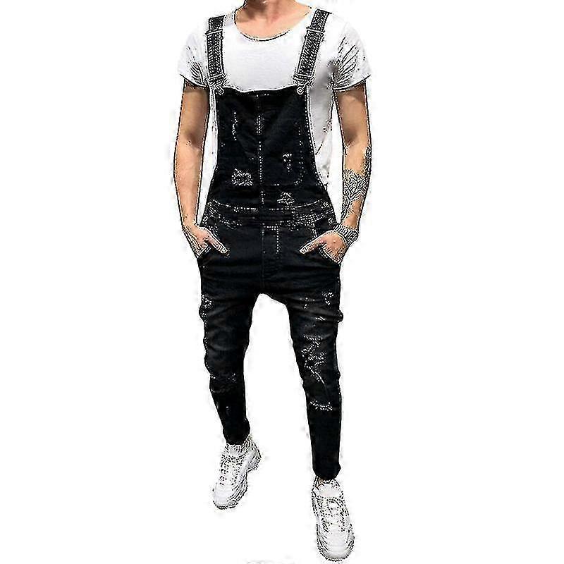 Heren gescheurde denim overalls Werkkleding Broek Tuinbroek