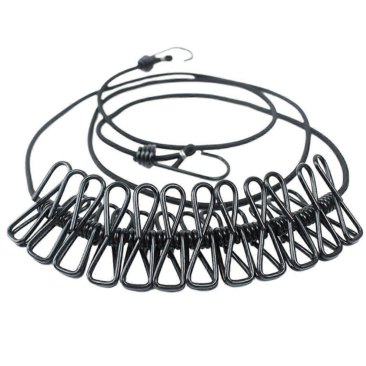 A Retractable Clothes Drying Rack Rope with 12 Clips Clothing Line