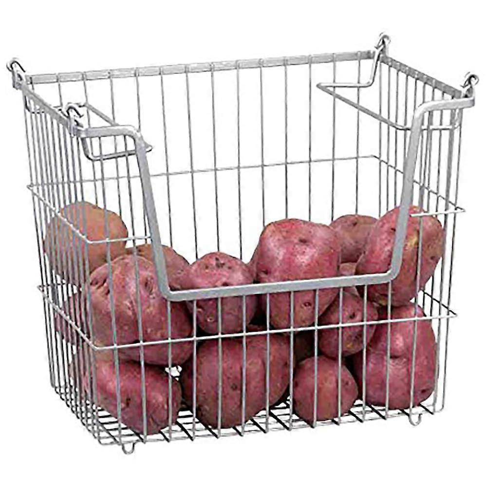 Stackable Metal Pantry Organizer Basket for Kitchen Storage 12.6 x 6.3 x 4.7 Inches