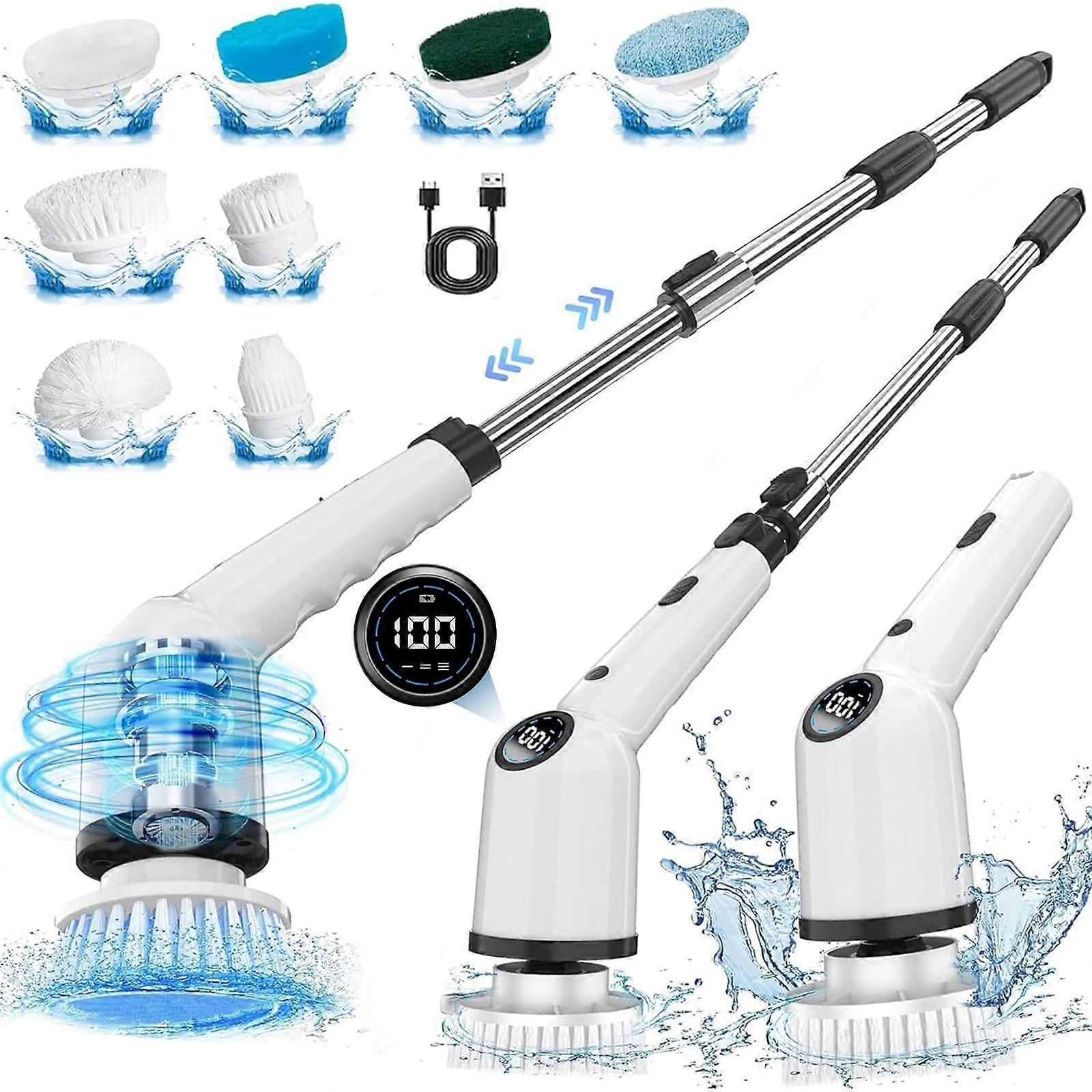 2024 Upgrade Cordless Electric Spin Scrubber for Deep Bathroom Floor Cleaning, Rechargeable, Lightweight, and Durable