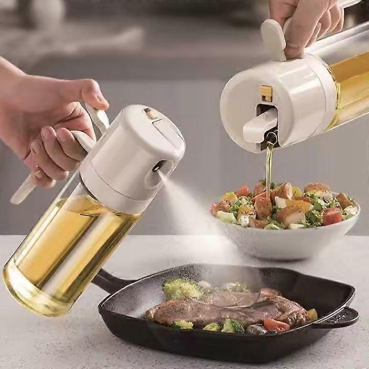 Oil Sprayer & Dispenser Bottle 550ml - 2 in 1 Glass Kitchen Spray Bottle for Cooking, Grilling, Baking with Automatic Cap