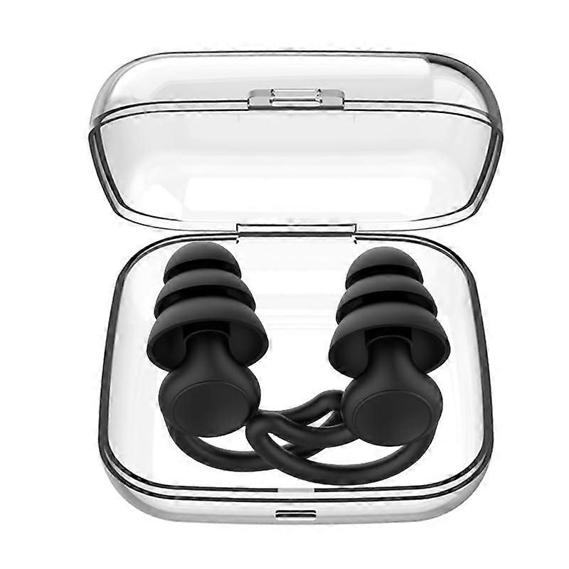Noise Cancelling Sleep Earbuds with Silicone Tips, Black and Red, 2 Pairs