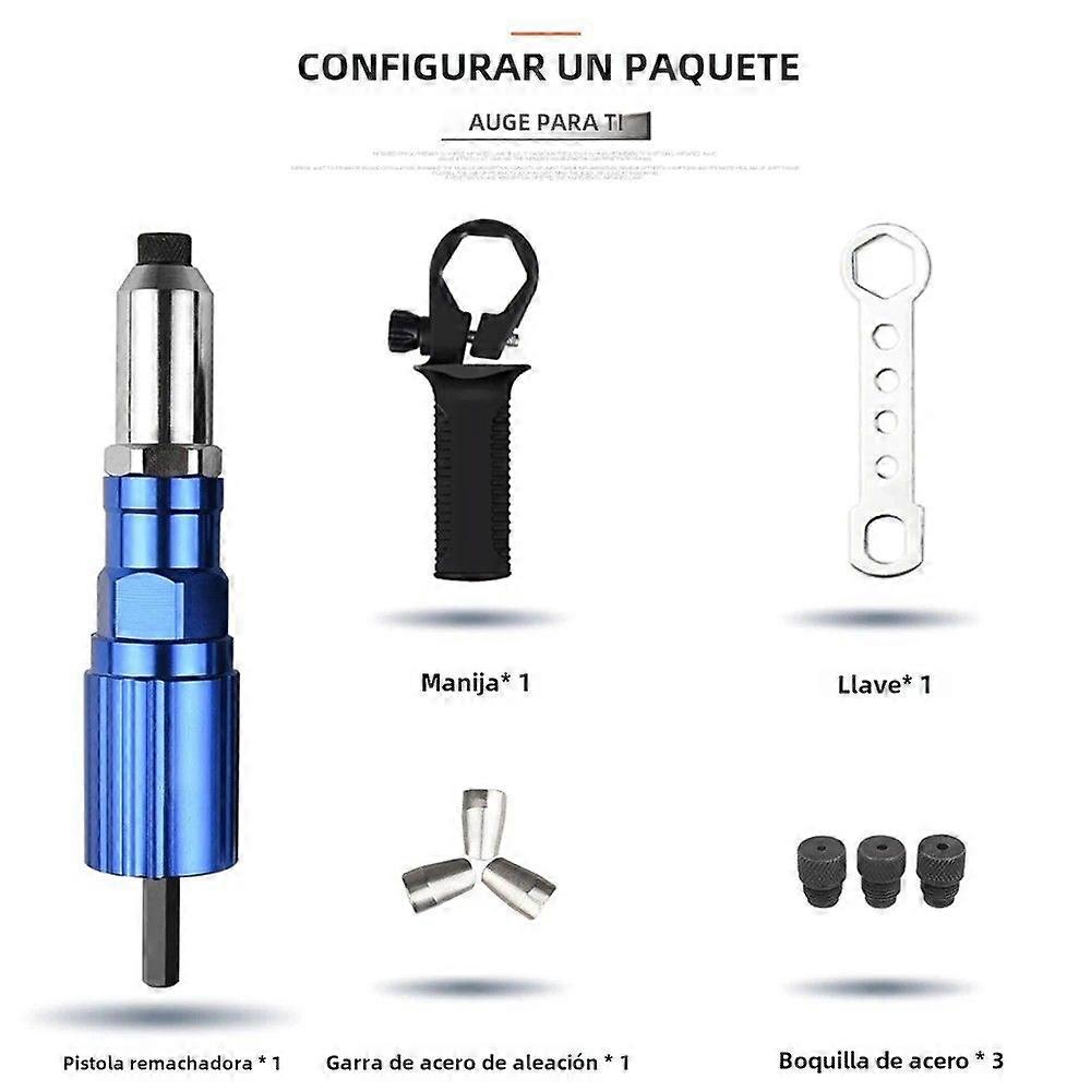 Cordless Electric Rivet Gun 2.4mm-4.8mm with Drill Adapter Rivet Nut Tool for Home DIY
