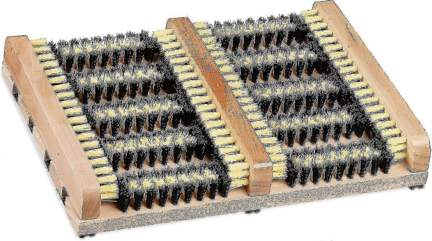 Outdoor Boot Scraper Shoe Brush with Non-slip Backing and Hard Bristle, Wood Material