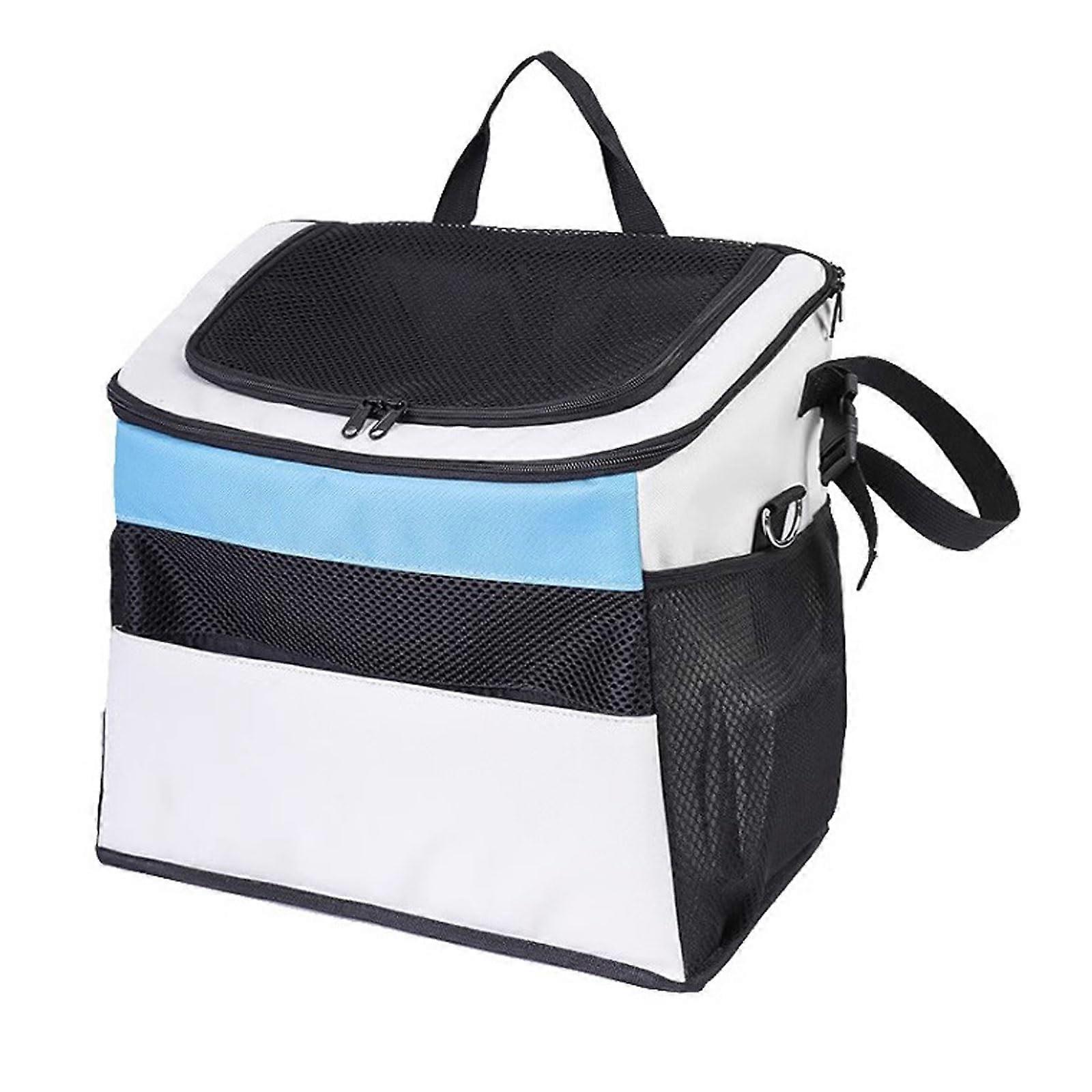 Dog Bicycle Basket - Foldable Front Bicycle Carrier for Dogs with Lid, Ideal for Shopping and Camping, Blue