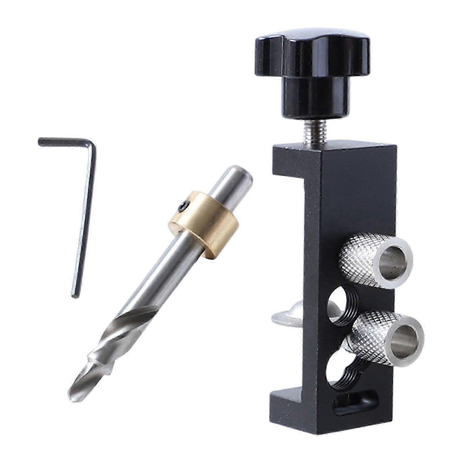 Double Hole Drilling Guide Kit, Aluminum Alloy Tool with Precision Template for Woodworking & Metalworking
