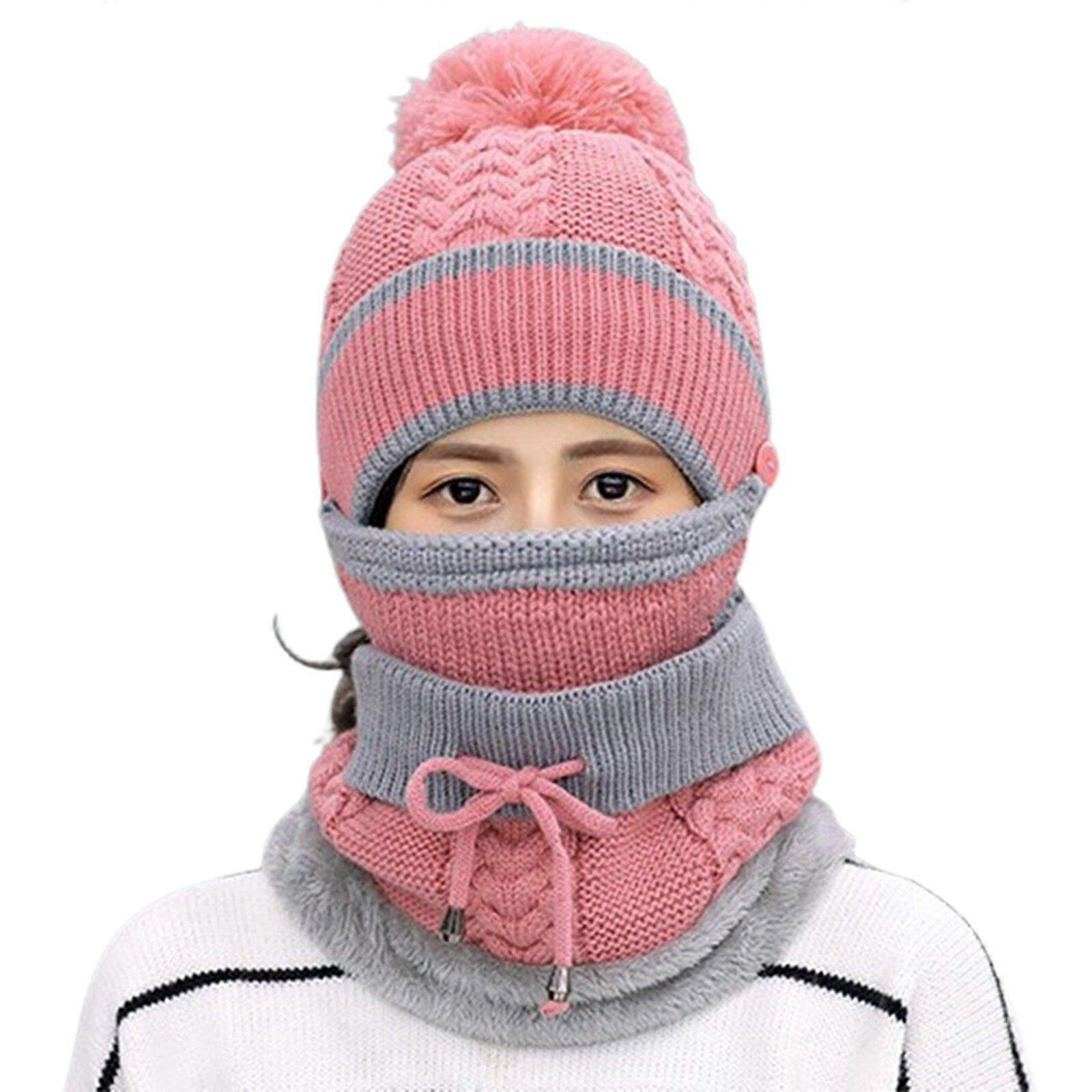 Ladies warm wool lining cap set