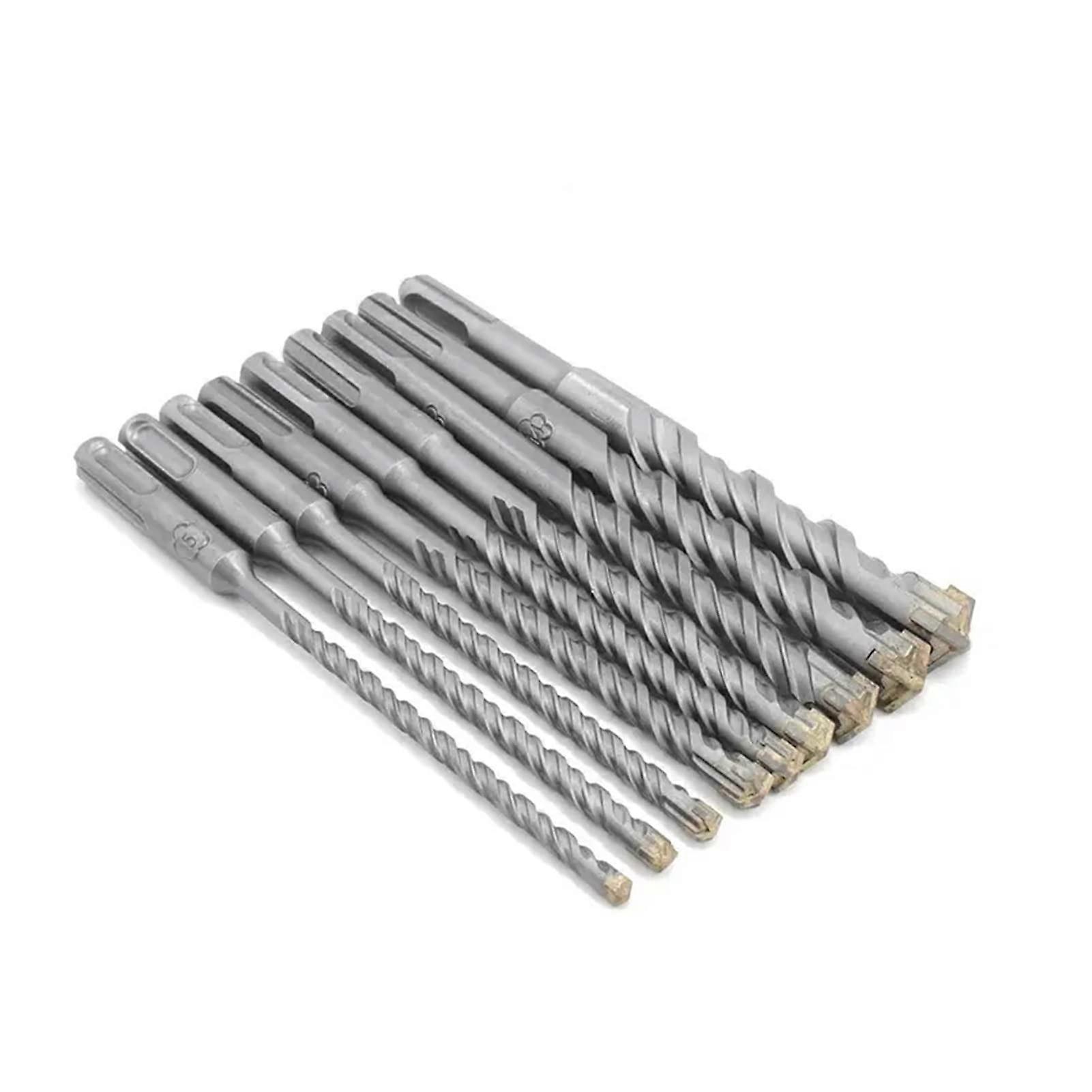 9Pcs Carbide Tipped Cross Head Drill Bit Set 5-16mm SDS Shank for Electric Hammer Concrete Masonry Applications