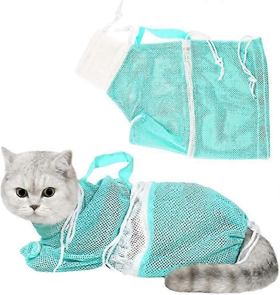 Cat Bathing Bag, Adjustable Pet Shower Net for Easy Grooming, Bite And Scratch Resistant Design For Your Furry Friends, Massage Brush Included, well