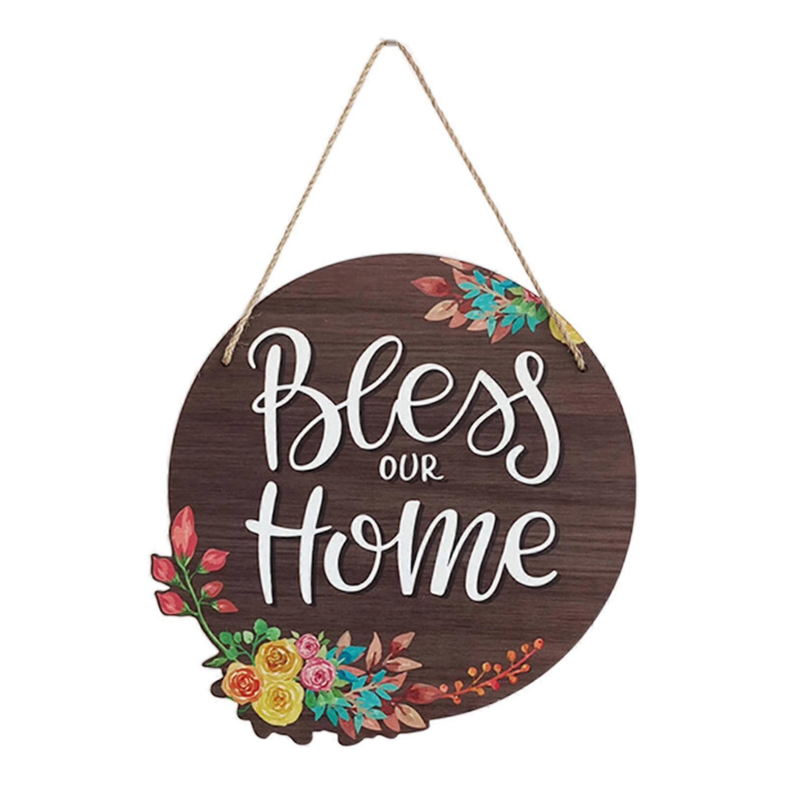 Welcome Sign for Front Door, Front for Farmhouse Porch, Rustic Round Wooden
