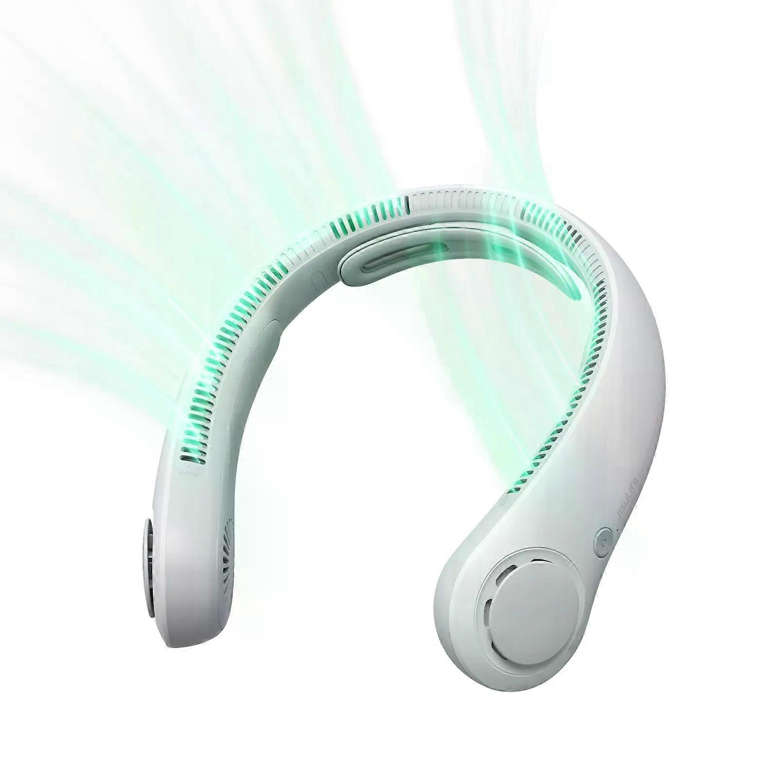 مروحة رقبة محمولة من JISULIFE تمت ترقيتها ، بطارية ، دعامة للرقبة ، تعديل التروس ب 5 سرعات ، مروحة خارجية يمكن ارتداؤها بدون استخدام اليدين