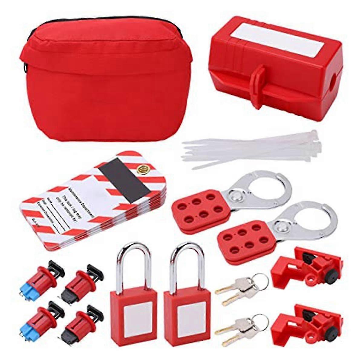 Electrical Circuit Breaker Lockout Tagout Kit,Safty Padlock Set Plug Lock Out Tag Station Hasps for