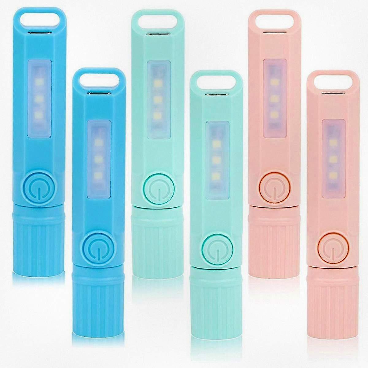 6 Pack USB C Rechargeable Mini LED Flashlights, Compact Camping Lantern Set with Small Light (6 Pieces)