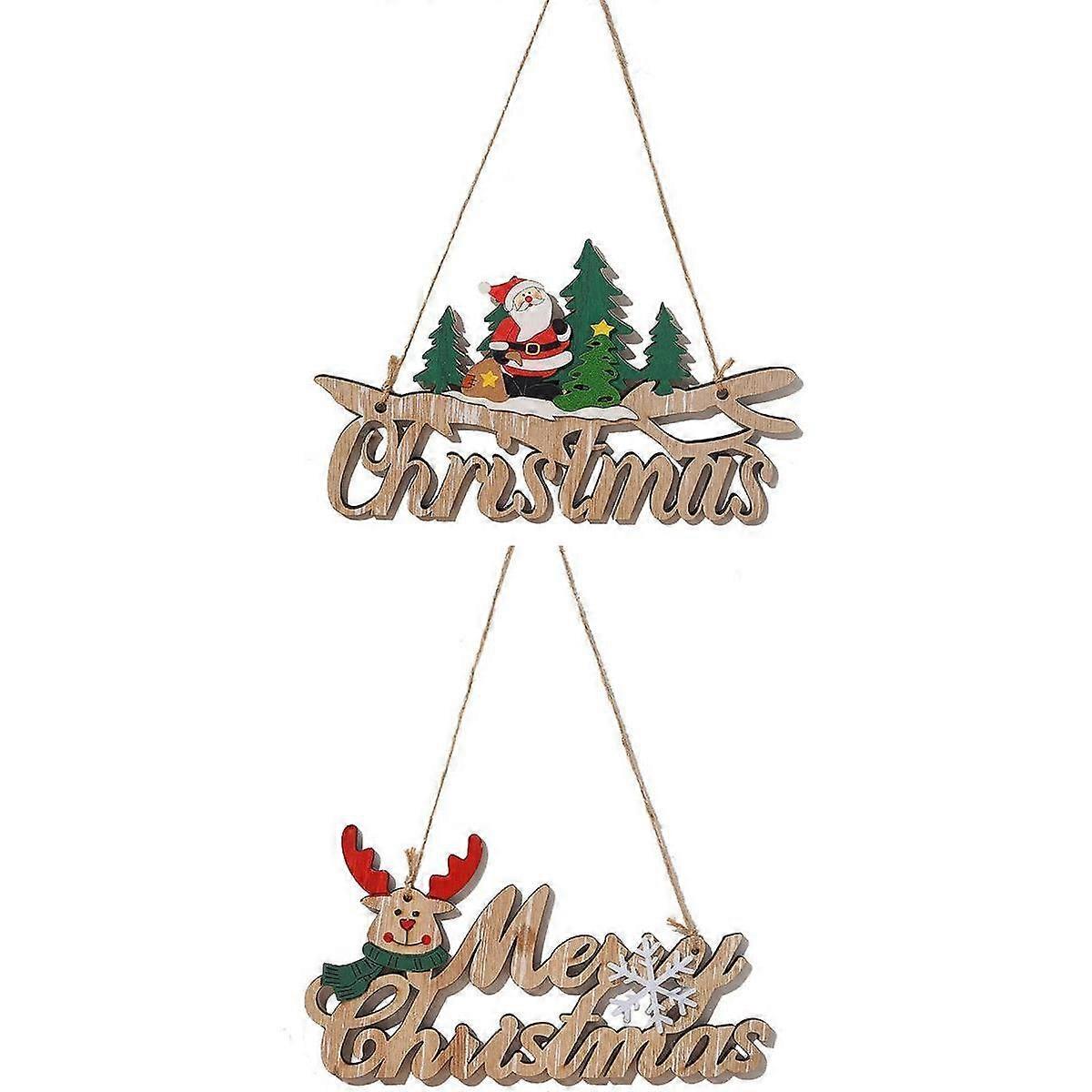 Rustikt juleophængsskilt i træ til vægdekoration