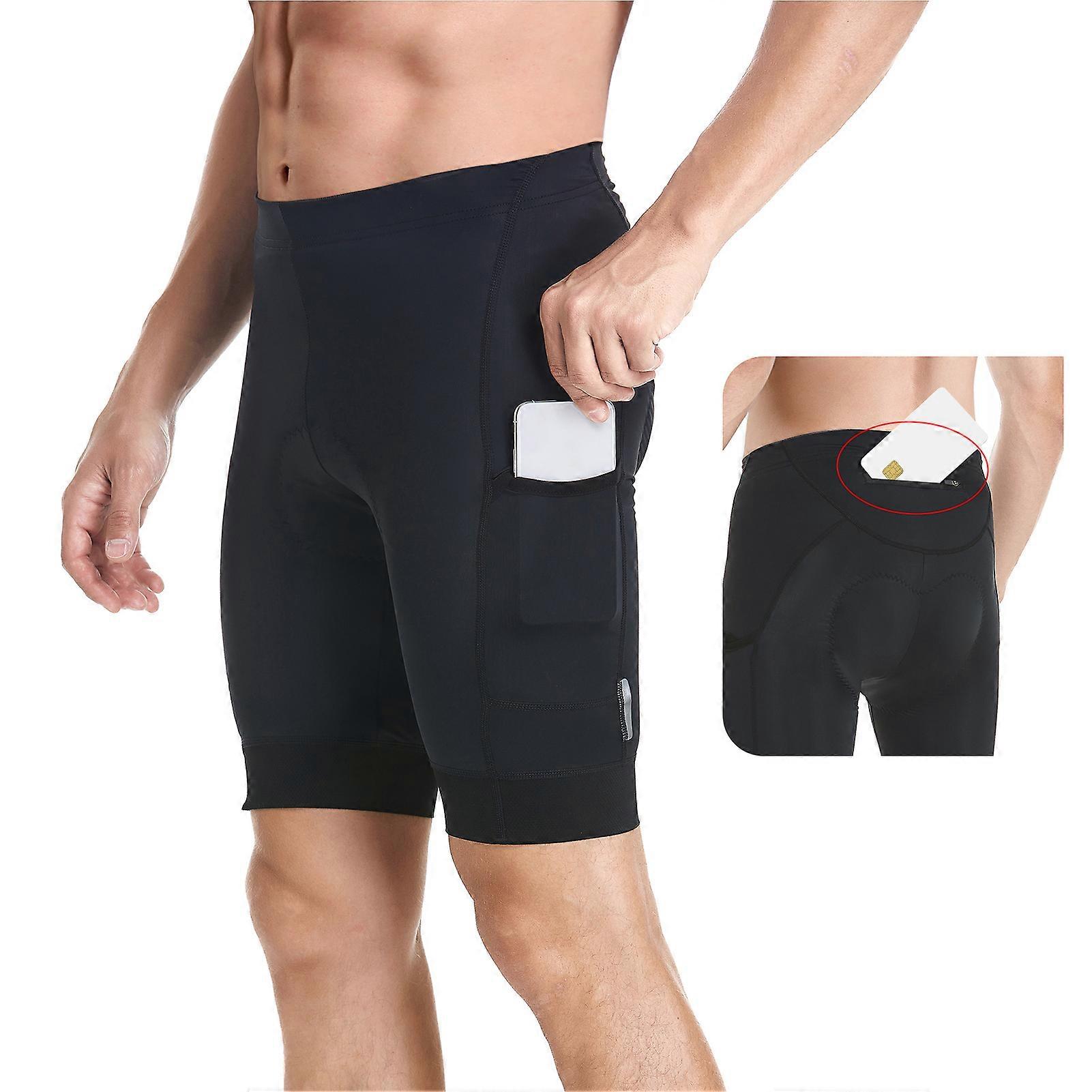 מכנסיים קצרים לאופניים לגברים מכנסיים קצרים מרופדים עם 3 כיסים אופניים נושמים רכיבה על אופניים מכנסיים קצרים טייץ