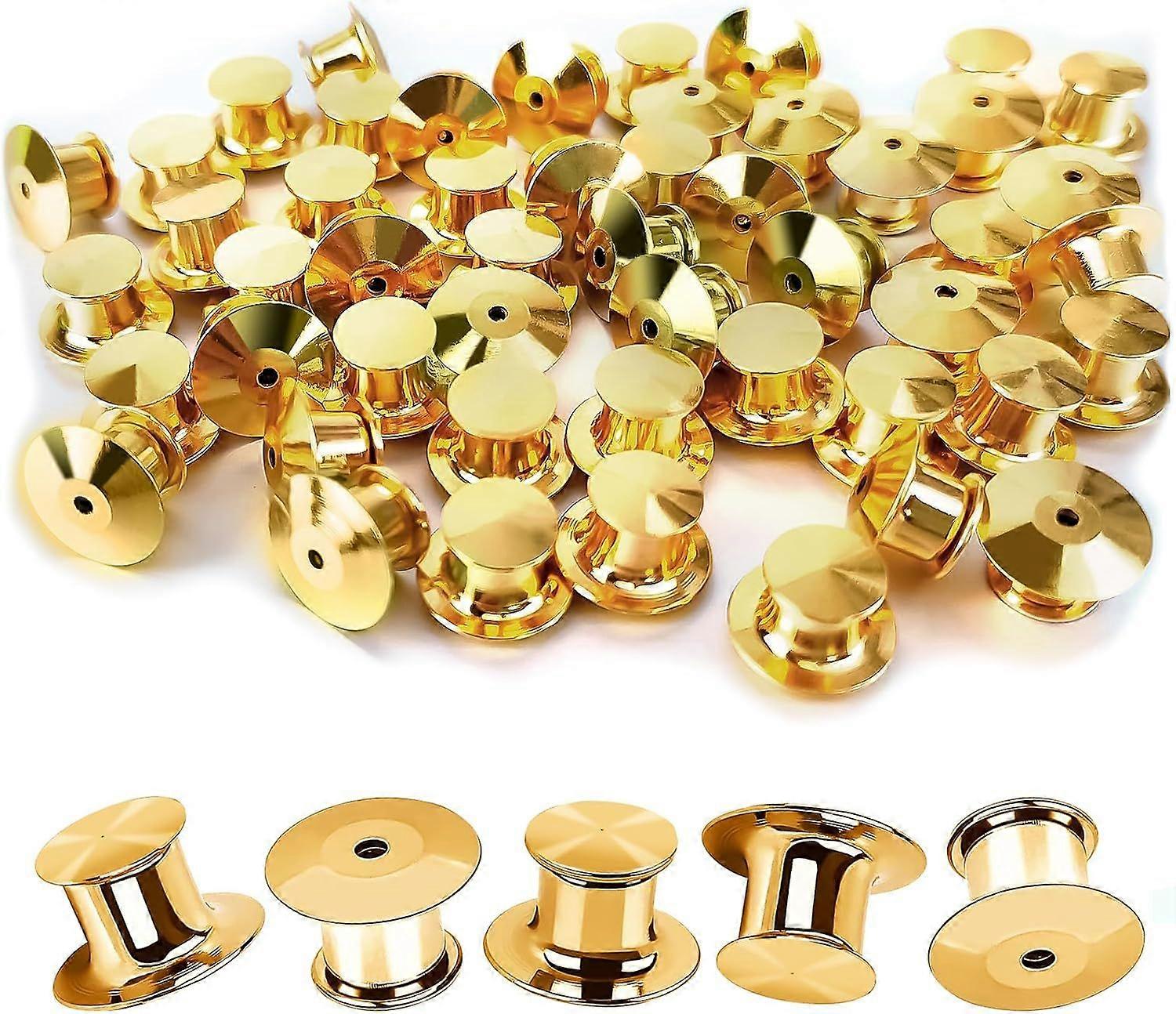 50Pcs Metal Locking Pin Backs, Pin Locks Keeper Clasp, Pin Backs with Storage