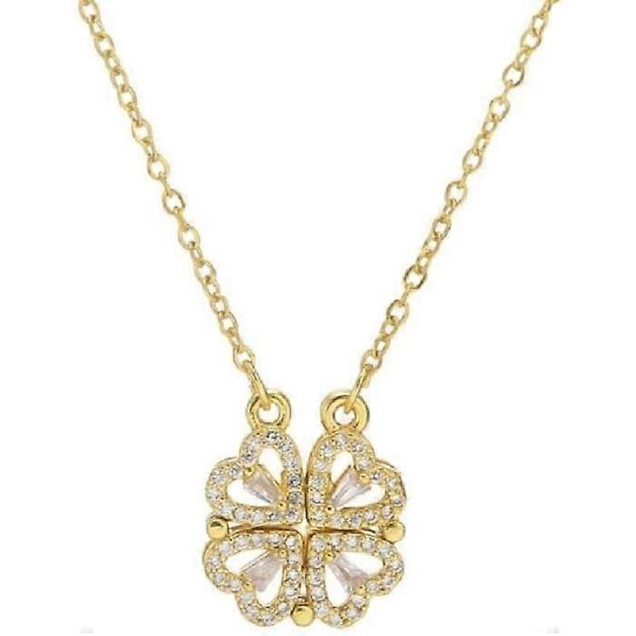Collar - Retro - Four-leaf clover - Magnetic - Folding - Gold