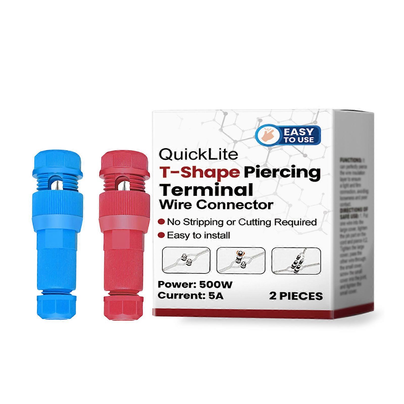Pack Of 2 Puncture Terminals Wire Connectors Easy Installation Piercing Tool Compact Designs For Home And Auto Projects