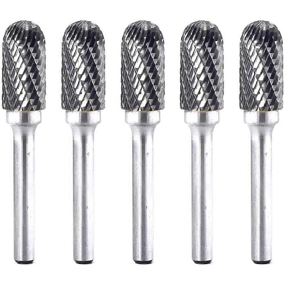 5Pcs SC-5 Tungsten Carbide Burrs Cylinder Shape Double Cut Rotary