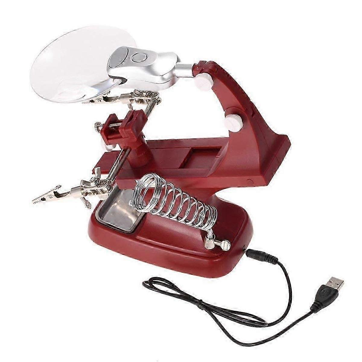 3X/4.5X Magnifying Glass with LED Light for Soldering, USB-Powered Hands-Free Tool