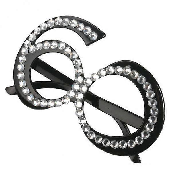 3xGlitter Crystal Black Birthday Glasses Anniversary Wedding