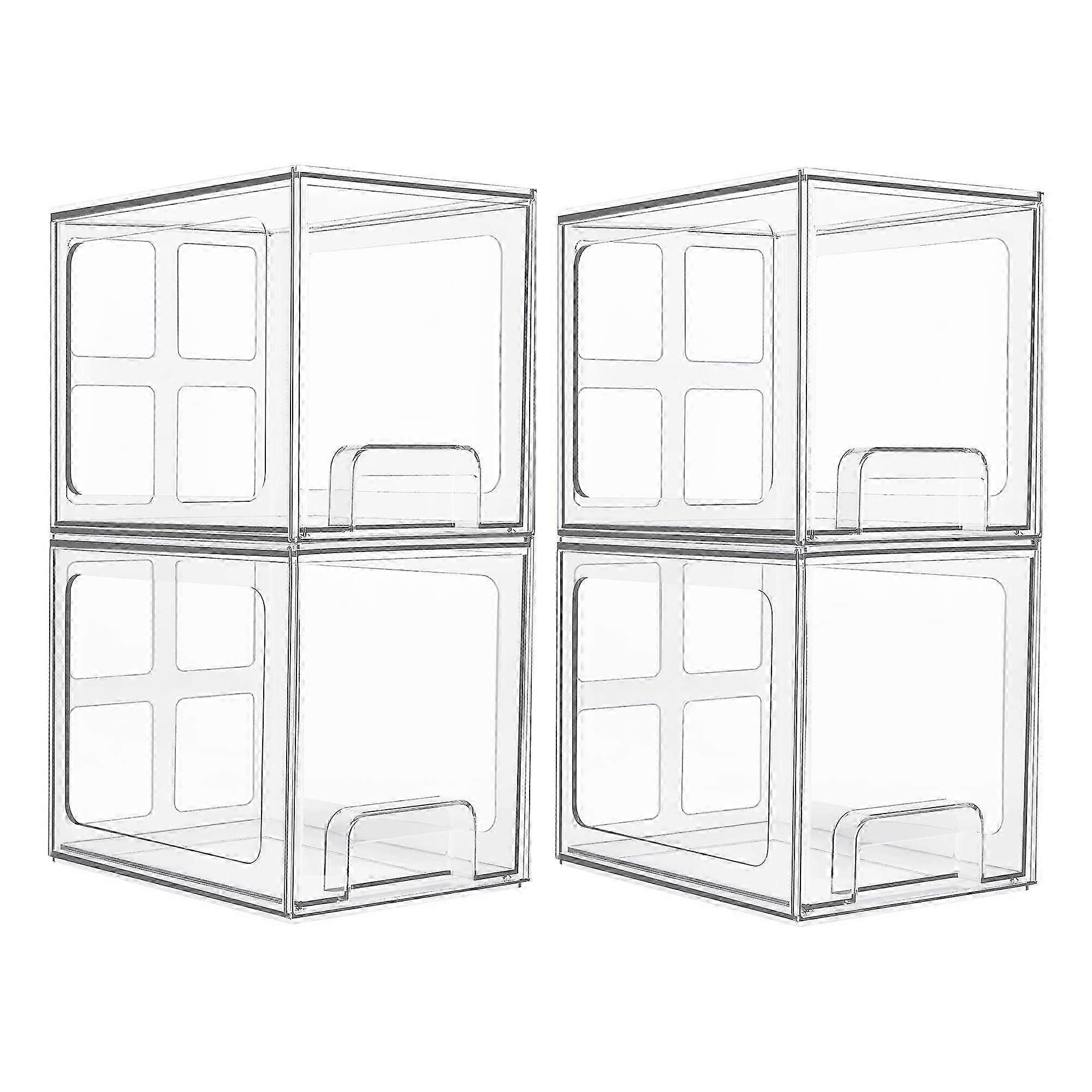 4-Piece Stackable Storage Drawer Set for Bathroom or Kitchen, 6.6 Inches High, Home Use