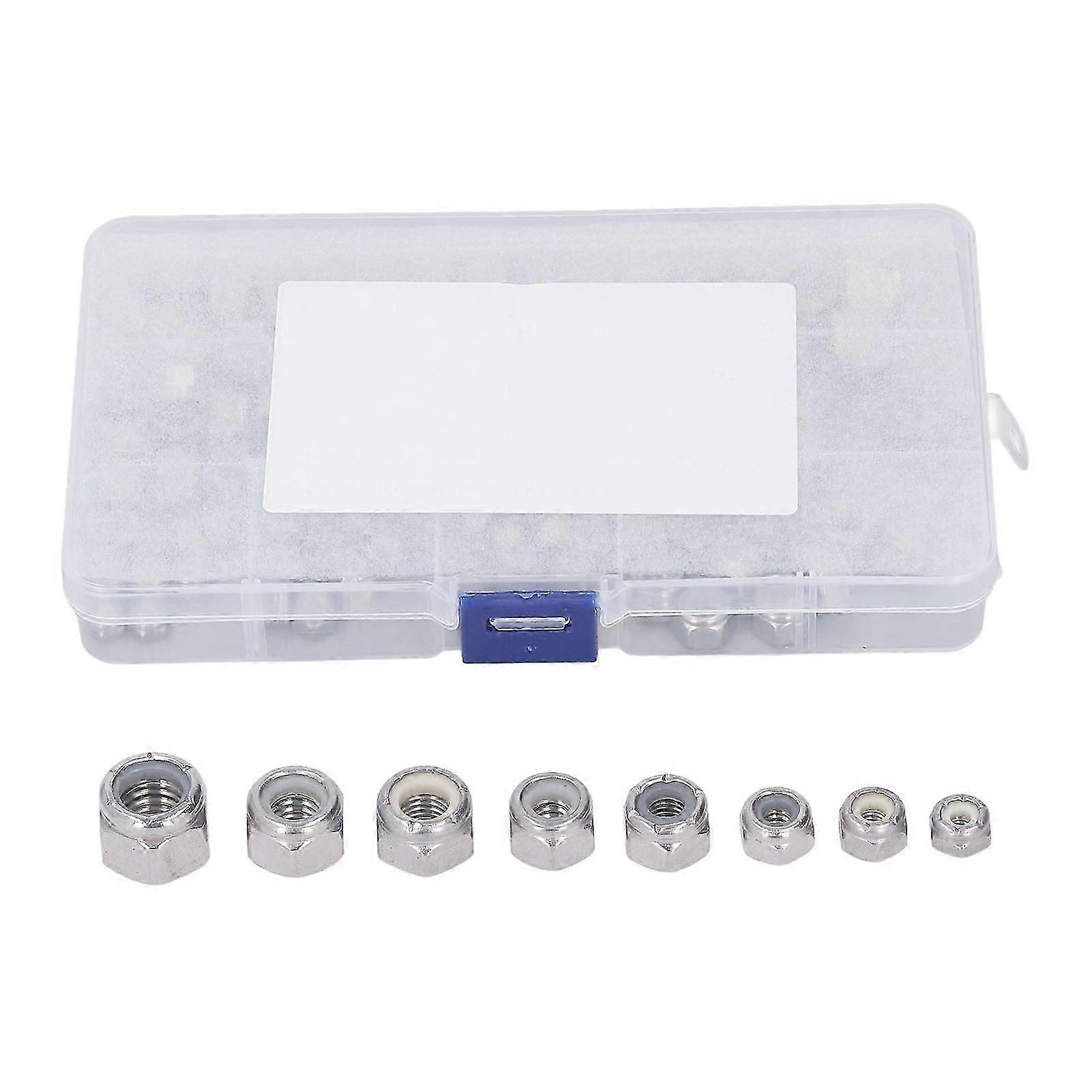 80PCS Hex Nuts Assortment Kit 304 Stainless Steel Lock Nuts with Nylon Insert 8 Specifications