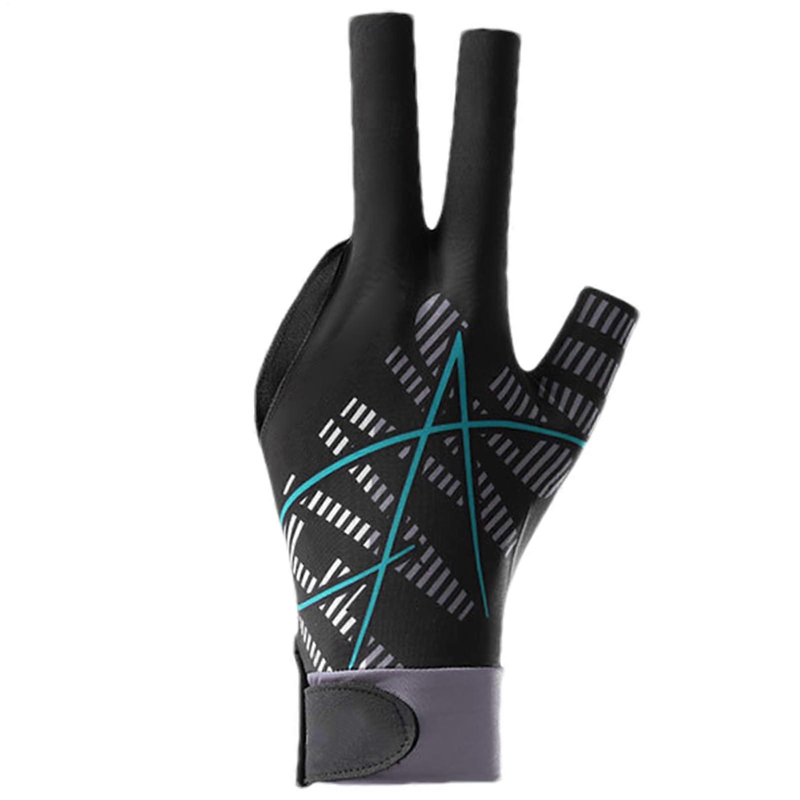 Pool Gloves for Left Hand, 3-Finger Billiard Gloves, Quick-Drying Durable Material, Professional Non-Slip Dunkelgrau Design