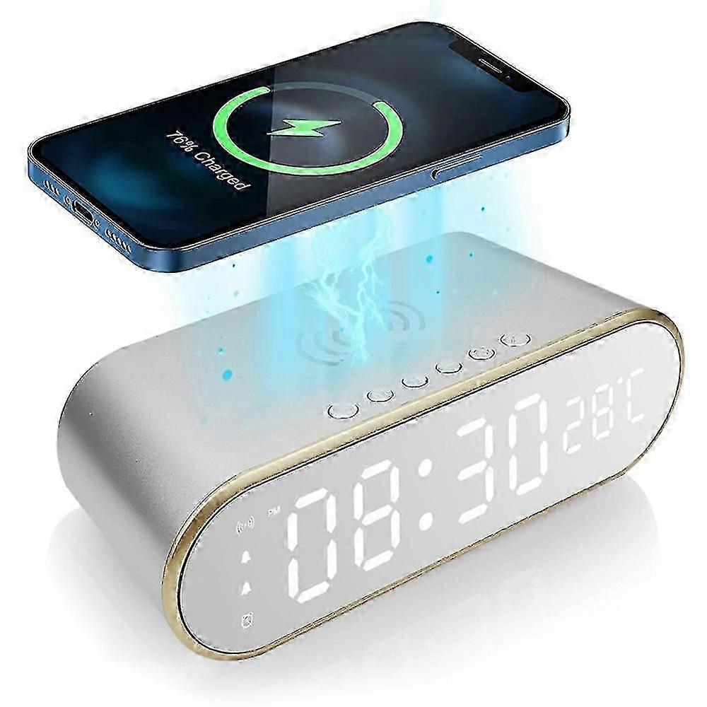 Temperature Display Alarm Clocks Wireless Charging Desk Clock Digital Alarm Clock Snooze Temperature Night Light