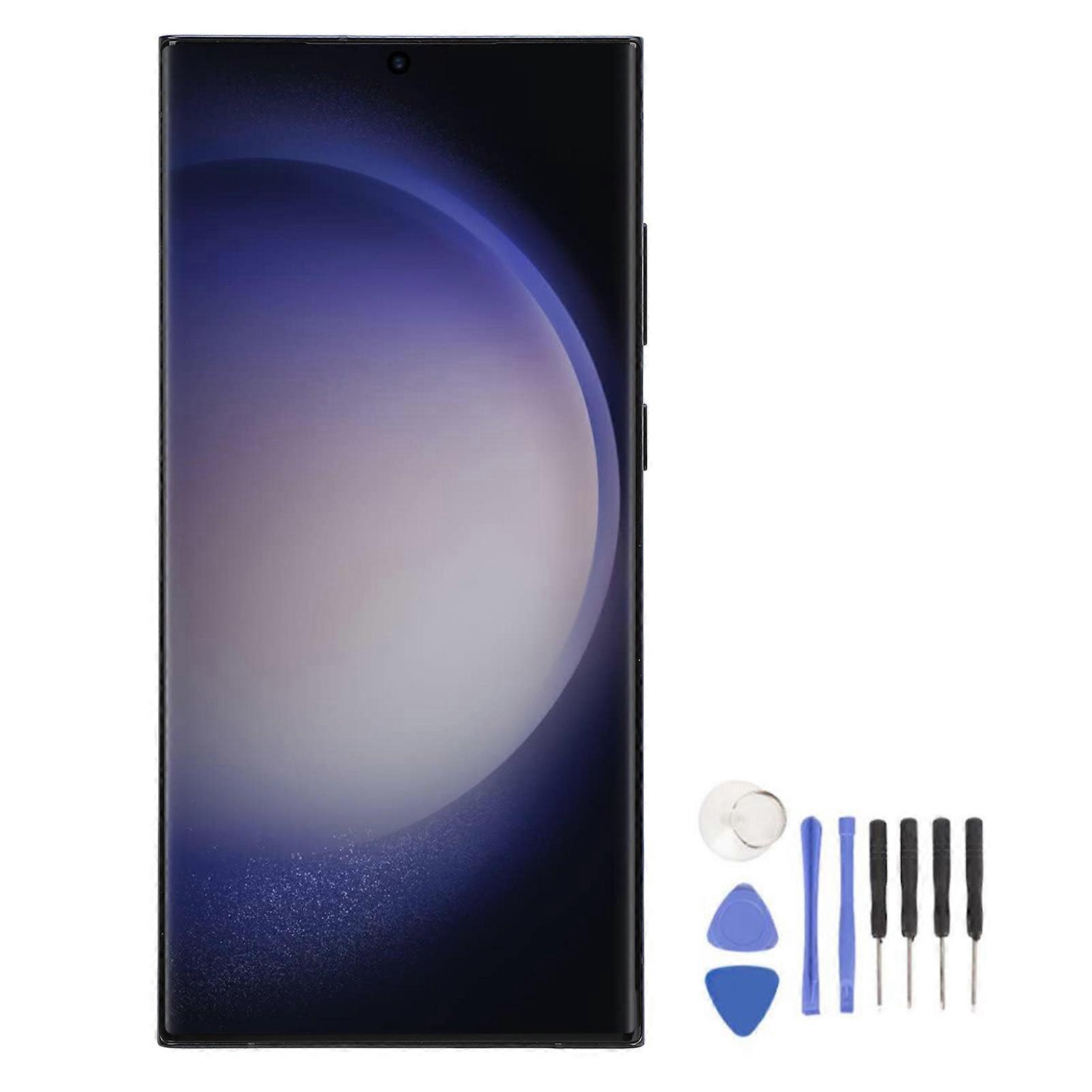 6.7 Inch Screen Replacement for Galaxy S23 Ultra 5G SM-S918U Touch Screen Digitizer Assembly with Frame and Repair Tool Frosted Black