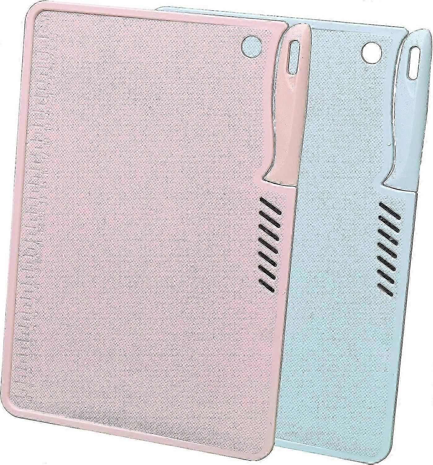 Small Plastic Cutting Board Set, 2-pieces Camping Cutting Board Dishwasher Safe, Embedded knife