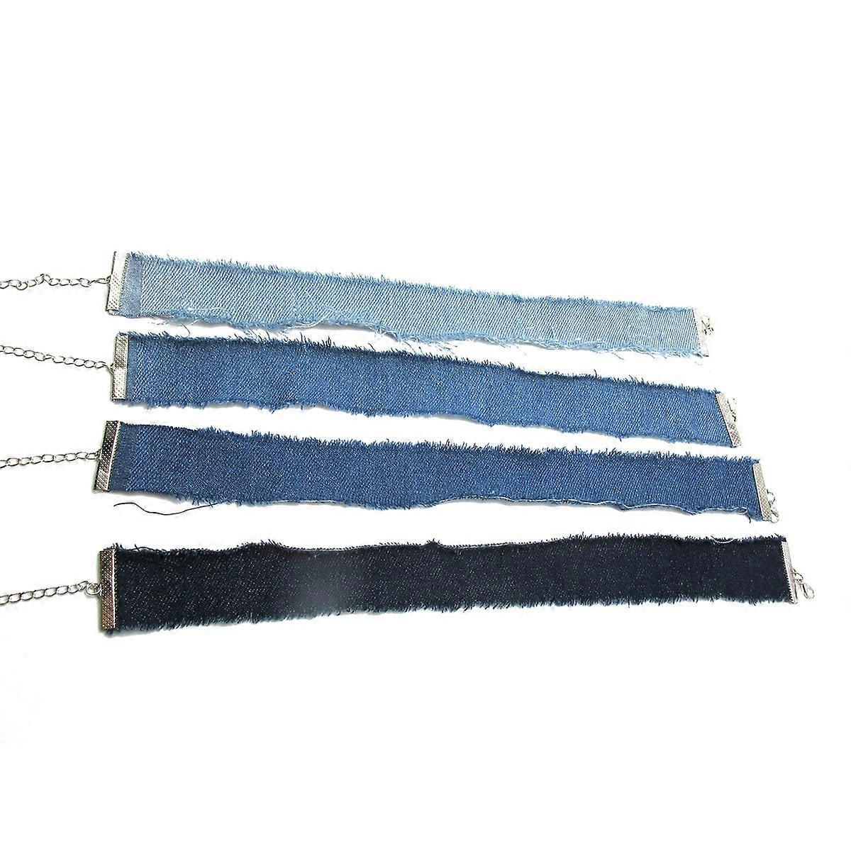 Retro Denim Collar Necklace with Extended Chain for Neck Decoration Assorted Color Lightweight and