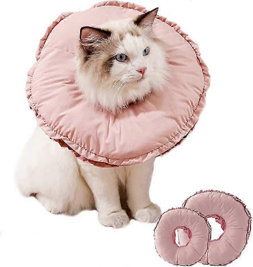 Soft Adjustable Elizabethan Collar in Pink, Comfortable Waterproof E-Collar for Pets, Quick Healing Recovery Cone with Soft Edges, Suitable 