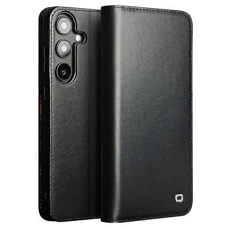 QIALINO متوافق مع Samsung Galaxy S25 غطاء محفظة الهاتف من جلد البقر الأصلي