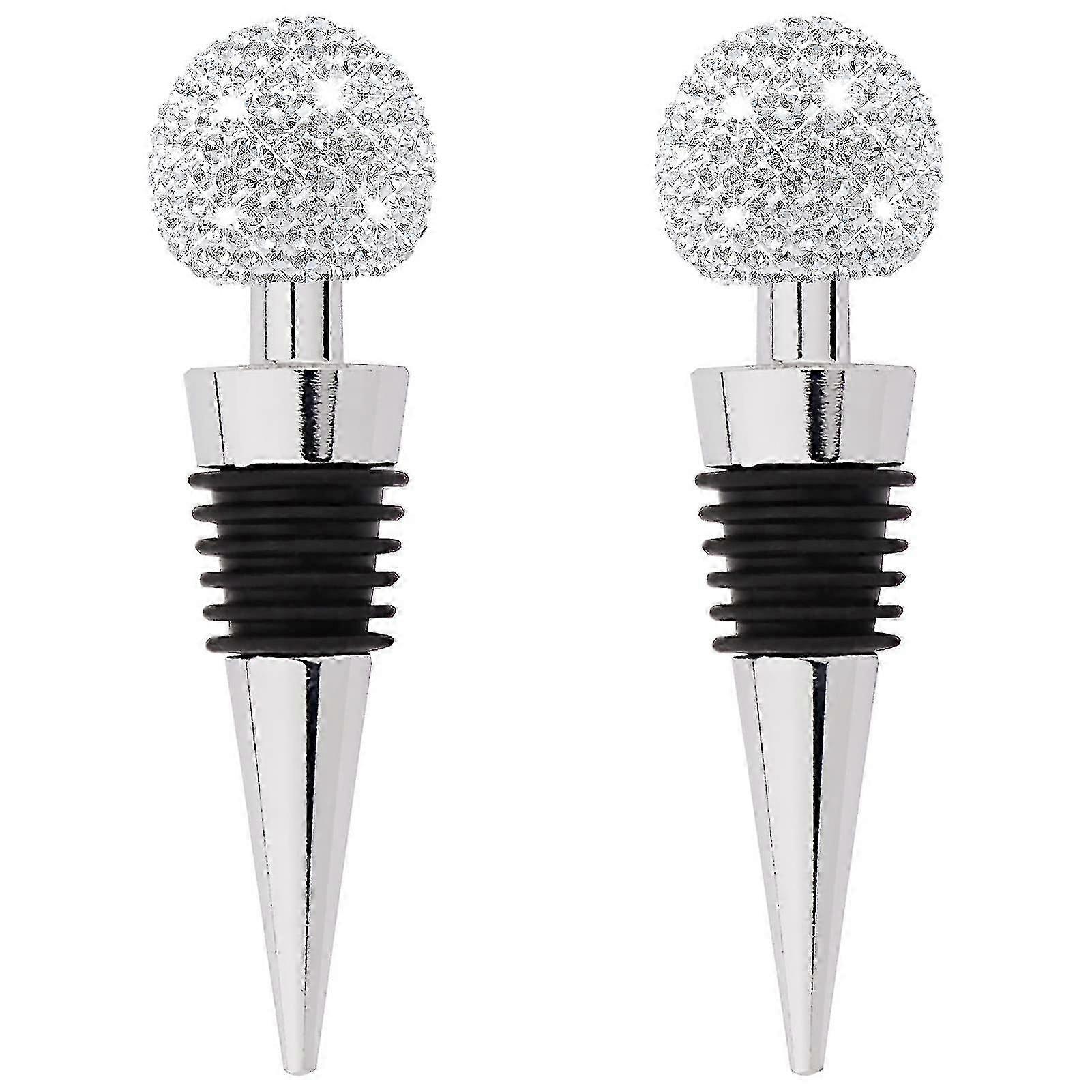 2pcs Bling Wine Stoppers, Funny Cute Bottle Plug (White)