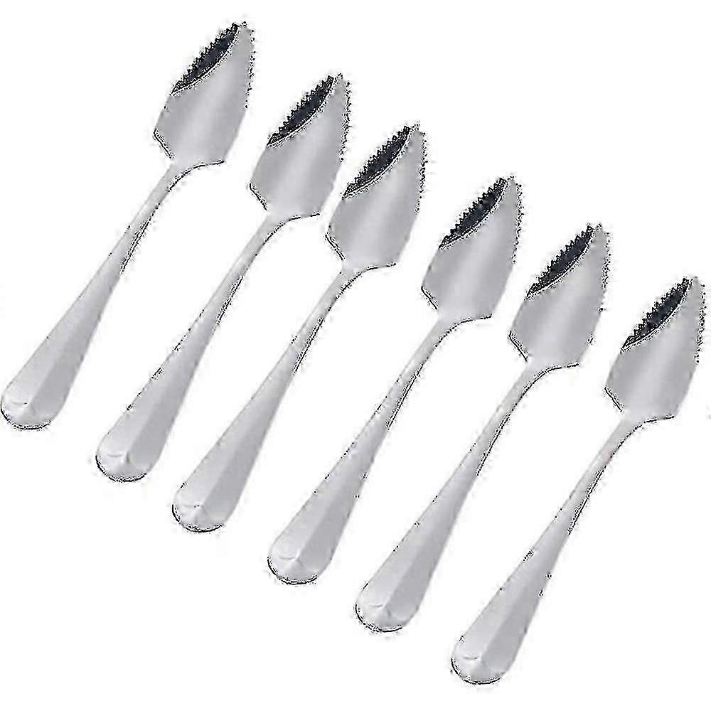 ヴィンテージ ハーフ セレーション ステンレス グレープフルーツ スプーン 6 個セット - キッチン ギフト