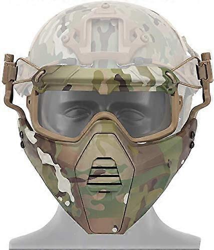 Tactical air rifle halfface mask and protective goggles set, used in paintball war games, roleplaying games, can be attached to the helmet