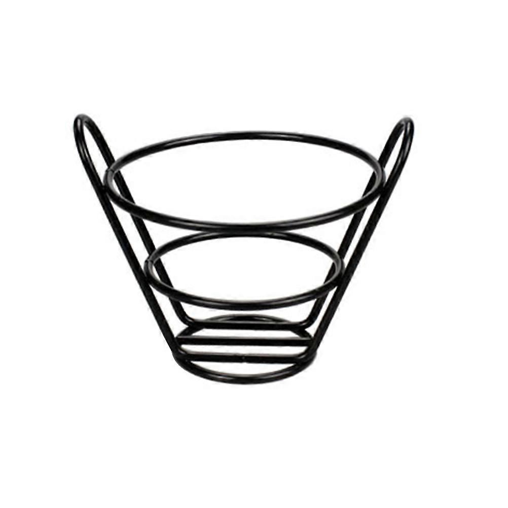 レストラン用フライドポテトスタンドホルダー 1個ステンレススチールブラックラック